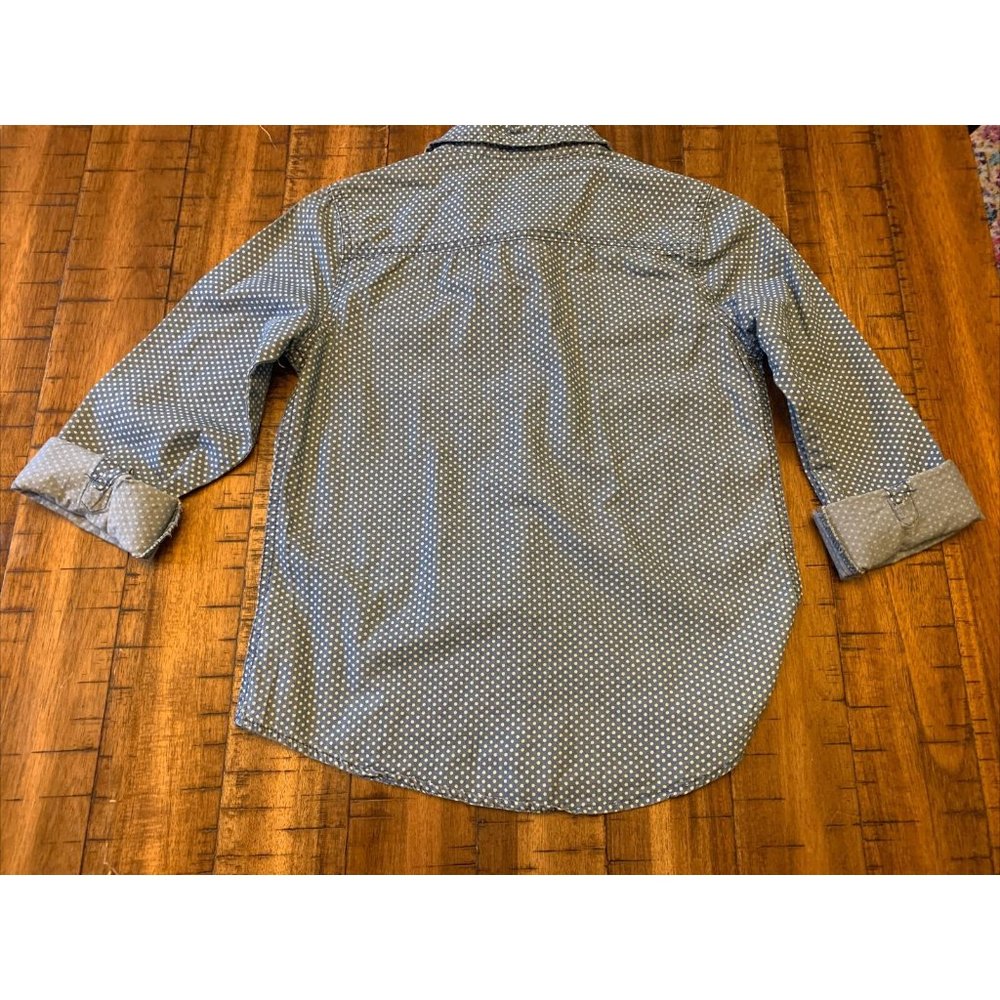 nwt Joe Fresh kids sz xl polka dot button down shirt blue double pocket - Picture 4 of 4